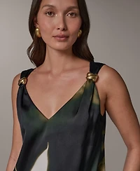 Donna Karan New York Women's Printed V-Neck Sleeveless Top