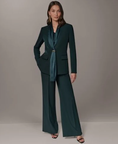 Donna Karan New York Womens Scarf Collar Blazer Mid Rise Wide Leg Pants