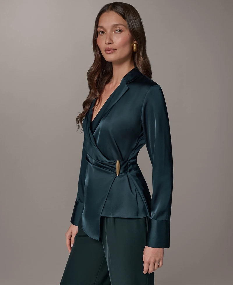 Donna Karan New York Women's V-Neck Long-Sleeve Blouse
