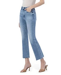 Flying Monkey Women's High Rise Raw Hem Kick Flare Jeans