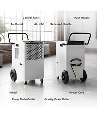 Tribesigns 154 Pints Commercial Dehumidifier with Pump and Drain Hose, Heavy Duty Commercial Dehumidifier for Up to 7000 Sq. Ft Large Spaces