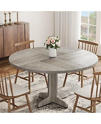 gaomon Round Dining Table for 4, Farmhouse Kitchen Table with Wood Top and Stable Base.