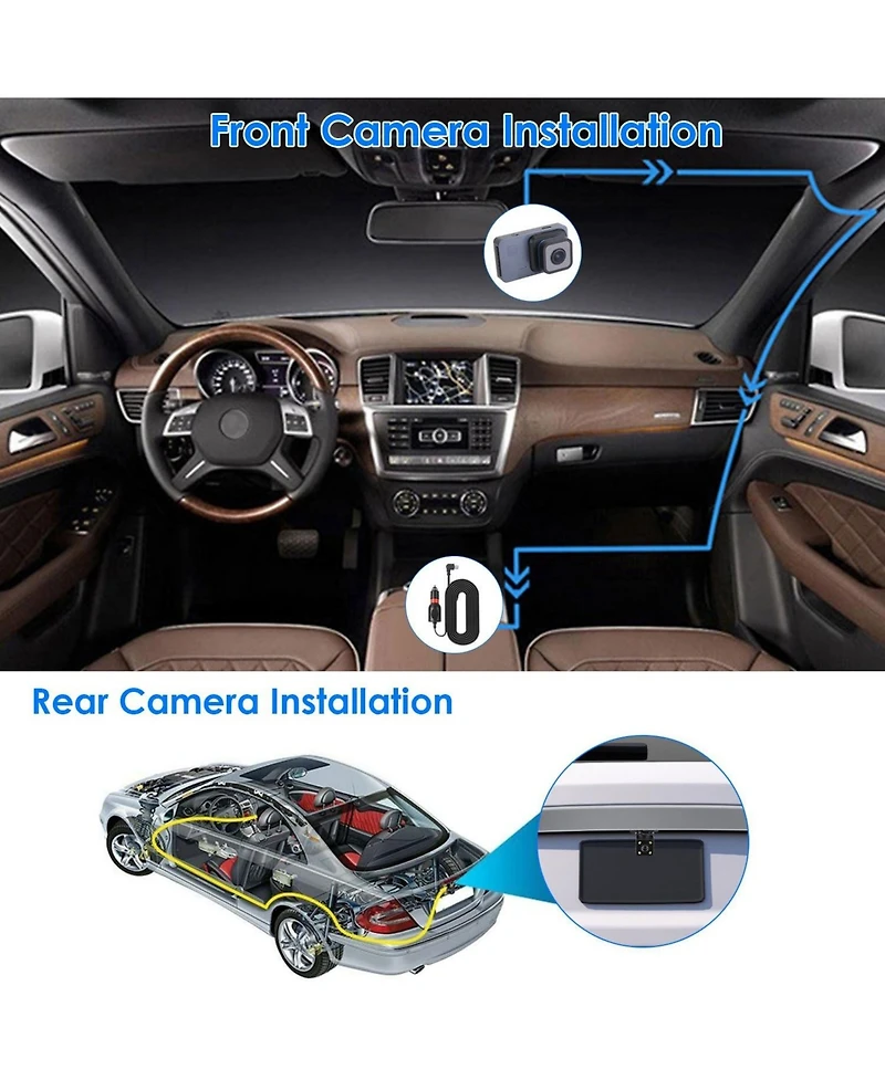 Neewer 1080P Dual Lens Dash Cam Vehicle Driving Recorder Car Dvr with WiFi Gps G-Sensor App Control Motion Detection Parking Monitor Night Vision
