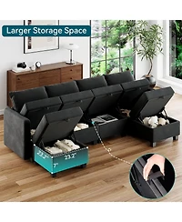 gaomon 137" Modular Sectional Sleeper Sofa Bed, 9-Seat U/V-Shape Modular Sleeper Sectional Couches