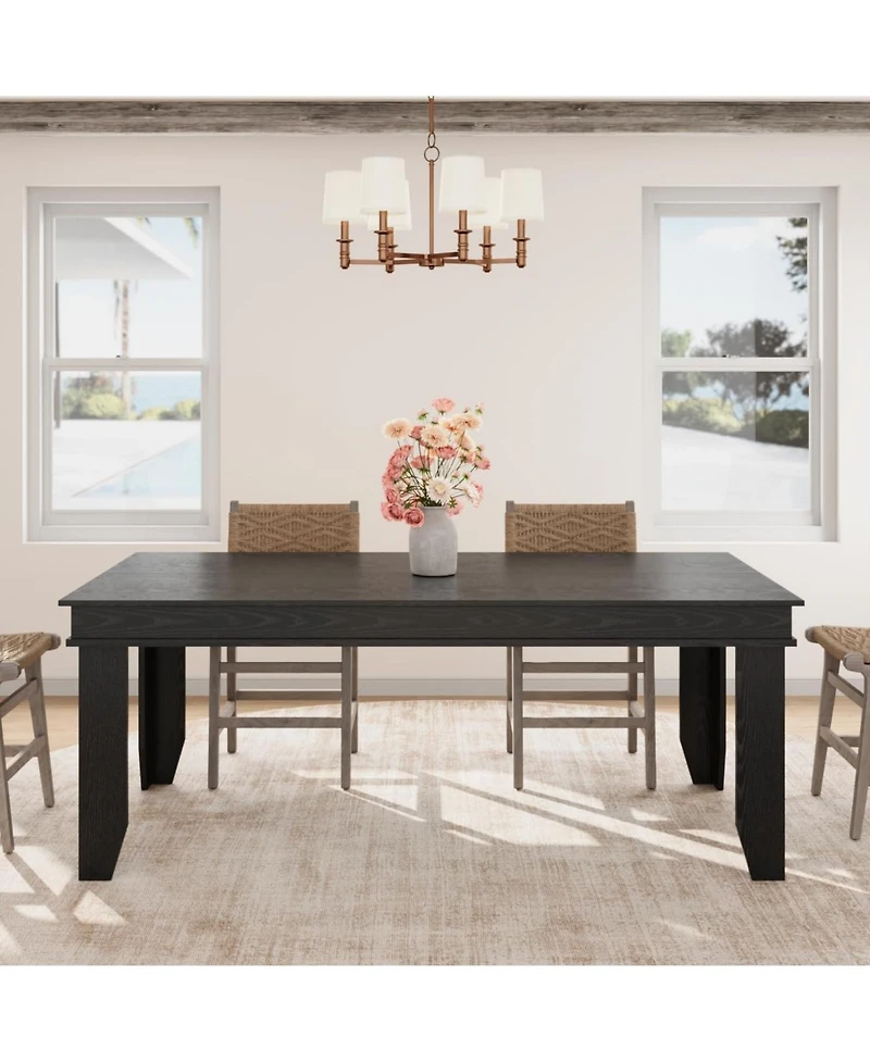 gaomon Long Black Kitchen Tables with Wooden Sturdy Frame, 6 ft Large Rectangular Dinner Table for Living Room, Kitchen, Dining Room