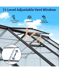 gaomon Polycarbonate Walk-In Greenhouse Heavy Duty Aluminum Frame, Lockable Sliding Door, Ground Stakes - Ideal for Garden, Backyard, Patio, Lawn
