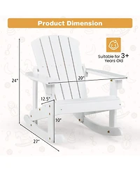 Slickblue Outdoor Wooden Kid Adirondack Rocking Chair with Slatted Seat