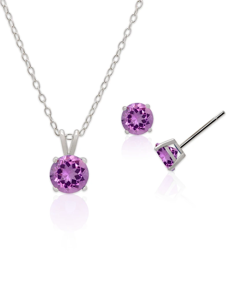Macy's Simulated Citrine Solitaire Round Pendant Necklace with Matching Stud Earrings 2-Piece Set