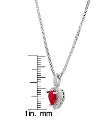 Macy's Simulated Ruby Cubic Zirconia Heart Halo Pendant Necklace with Matching Stud Earrings 2-Piece Set