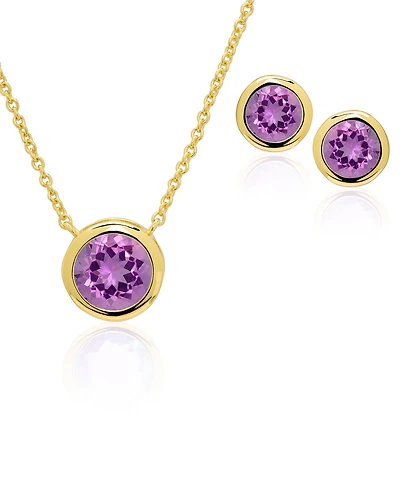 Macy's Simulated Round Bezel Pendant Necklace with Matching Earrings 2-Piece Set