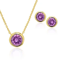 Macy's Simulated Round Bezel Pendant Necklace with Matching Earrings 2-Piece Set