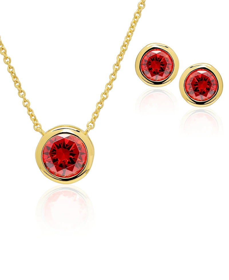 Macy's Simulated Round Bezel Pendant Necklace with Matching Earrings 2-Piece Set