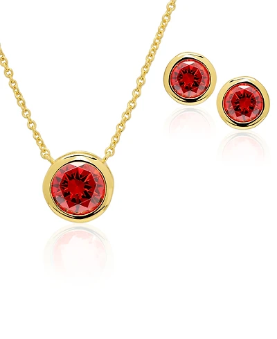 Macy's Simulated Round Bezel Pendant Necklace with Matching Earrings 2-Piece Set