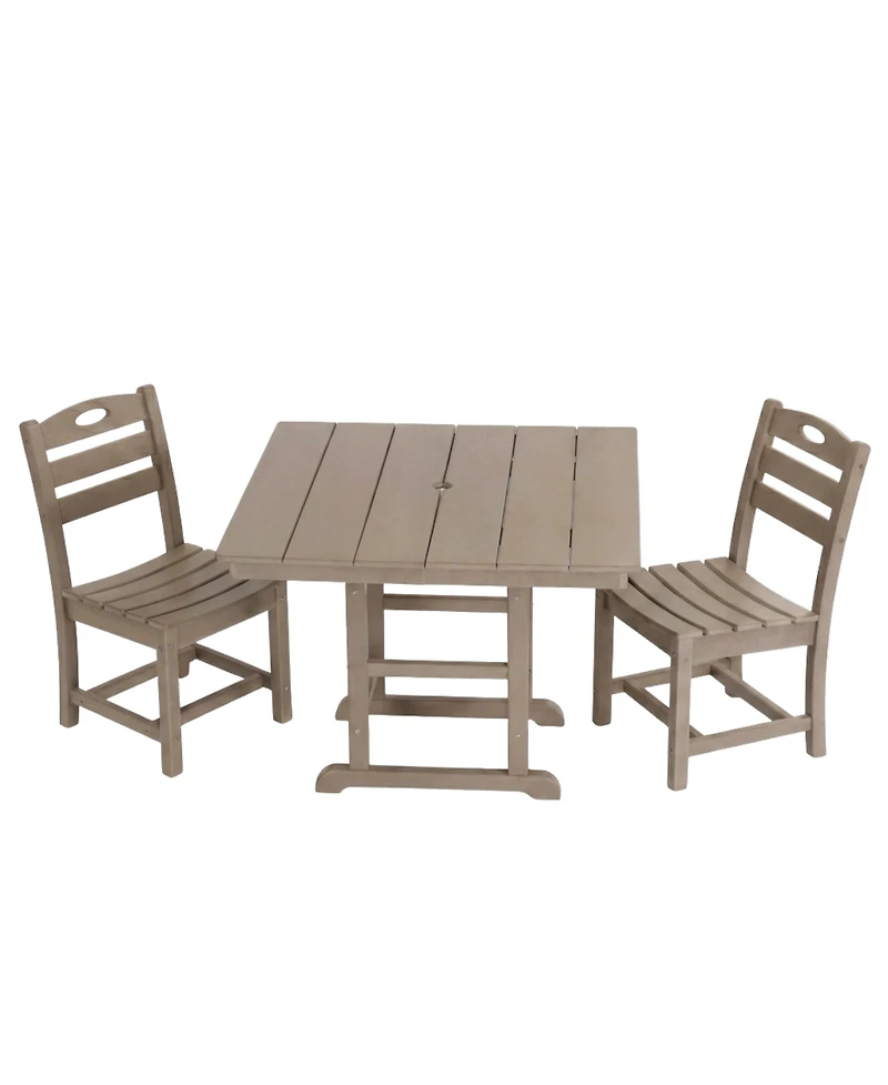 Clihome 3-Piece Hdpe Patio Dining Bistro Set - Square Table and 2 Chairs