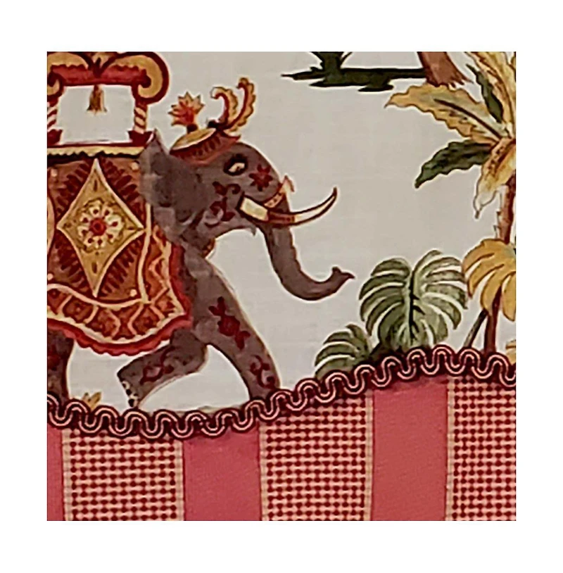 Rlf Home Madhubala Glory Pattern "B" Elephant on Sides Window Treatment Valance 3" Rod Pocket 50" x 16" Spice Red