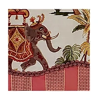 Rlf Home Madhubala Glory Pattern "B" Elephant on Sides Window Treatment Valance 3" Rod Pocket 50" x 16" Spice Red