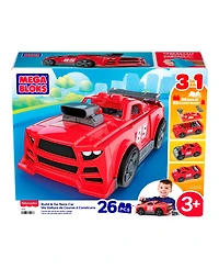 Mega Bloks Build & Go Race Car 3-in-1 with Rolling Wheels, 26-Piece Building Set, Ages 3+
