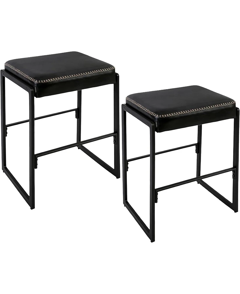 gaomon Bar Stools Set of 2, Mid-Century Modern Counter Height Stools, Synthetic Leather Upholstery, 26-Inch Height, Suitable for Kitchen Island