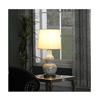 19.5" In Mirror Glass Mosaic Silver Chrome Polyresin Table Lamp