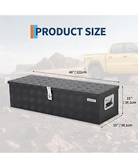 Gaomon 48"x15"x15" Heavy Duty Aluminum Truck Bed Tool Boxes with Sliding Shelf, Outdoor Storage Organizer with Lock and Keys