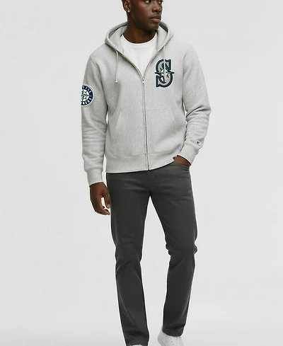 Champion Men's Gray Seattle Mariners Reverse Weave Chenille Full-Zip Hoodie