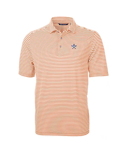 Cutter & Buck Men's Orange Houston Astros Virtue Pique Stripe Polo Shirt