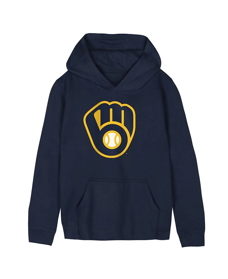 Outerstuff Preschool Navy Milwaukee Brewers Primary Logo Fleece Hoodie