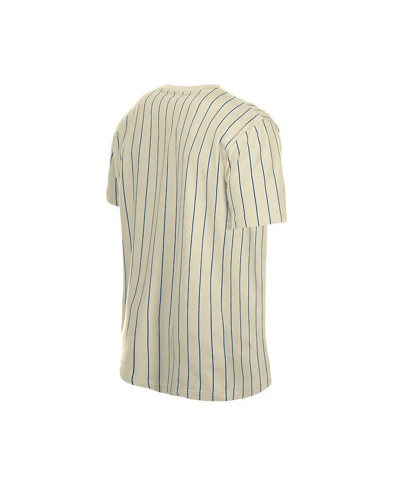New Era Men's Cream Atlanta Braves Throwback Meshback Pinstripe T-Shirt