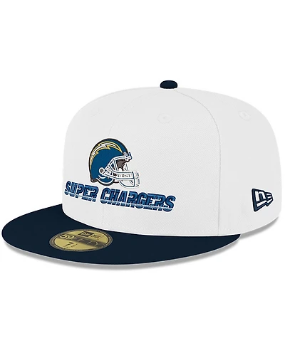 New Era Men's White/Navy Los Angeles Chargers Super Chargers 59FIFTY Fitted Hat