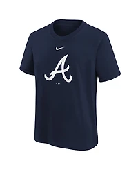Nike Big Boys and Girls Navy Atlanta Braves Large Logo T-Shirt