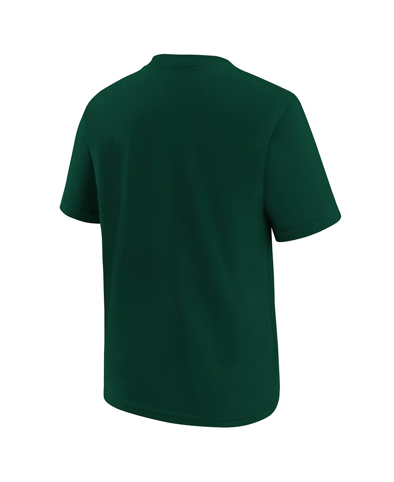 Nike Big Boys and Girls Green Athletics Wordmark T-Shirt