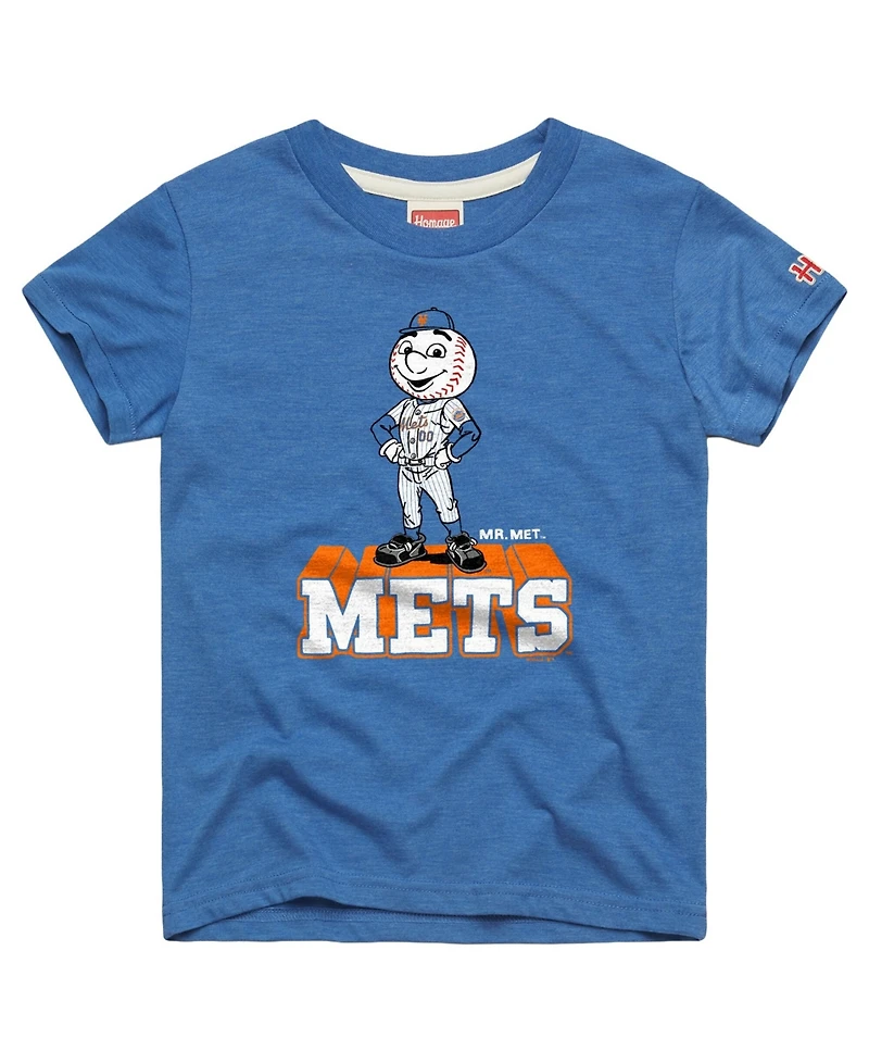 Homage Big Boys and Girls Royal New York Mets Mascot Tri-Blend T-Shirt