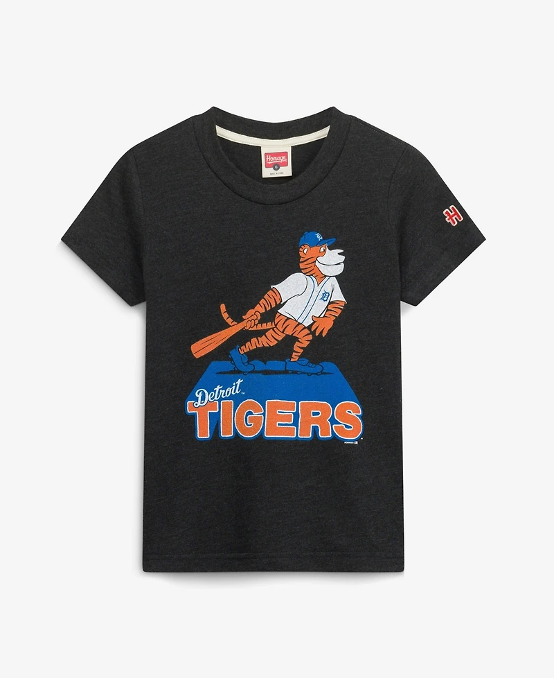 Homage Big Boys and Girls Charcoal Detroit Tigers Mascot Tri-Blend T-Shirt