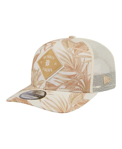 New Era Men's Tan Detroit Tigers Tonal Palm Coolera 9SEVENTY Adjustable Trucker Hat