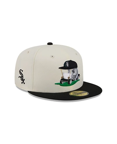 New Era Men's Cream/Black Chicago White Sox Bullpen Cart 59FIFTY Fitted Hat