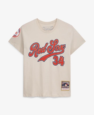 Mitchell & Ness Women's David Ortiz Cream Boston Red Sox Cooperstown Name Number Throwback T-Shirt