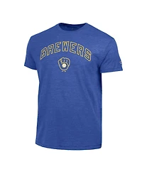 Champion Men's Royal Milwaukee Brewers Cooperstown Wordmark Lockup Tri-Blend T-Shirt