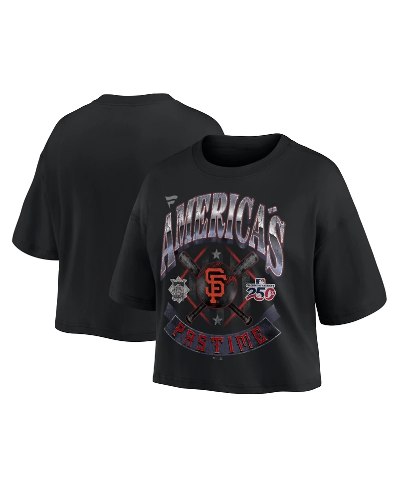 Fanatics Women's Black San Francisco Giants Americana Crop T-Shirt