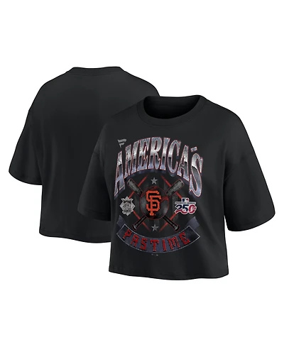 Fanatics Women's Black San Francisco Giants Americana Crop T-Shirt