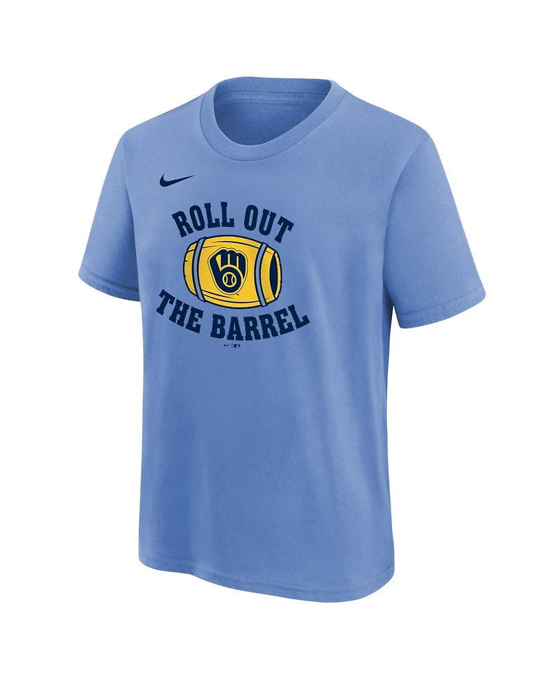 Nike Big Boys and Girls Light Blue Milwaukee Brewers Hometown Collection T-Shirt