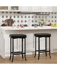 gaomon 24.6 Inch Bar Stools, Set of 2 Bar Chairs, High-Quality Faux Leather Barstools with Irregular Legs