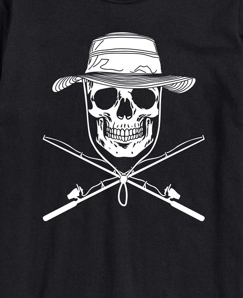 Airwaves Men's Instant Message Fisherman Skull Crossed Rods Graphic T-Shirt