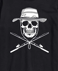 Airwaves Men's Instant Message Fisherman Skull Crossed Rods Graphic T-Shirt