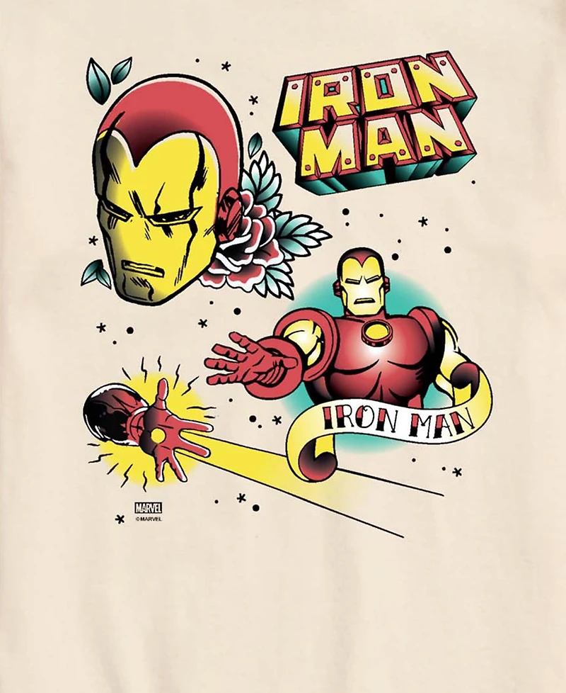 Airwaves Men's Iron Man Traditional Tattoo Graphic T-Shirt