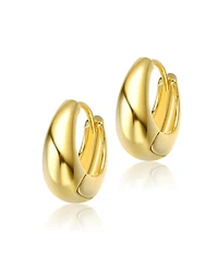 Genevive Sterling Silver 14K Gold Plated Clear Cubic Zirconia Mini Huggie Hoop Hinged Post Earrings