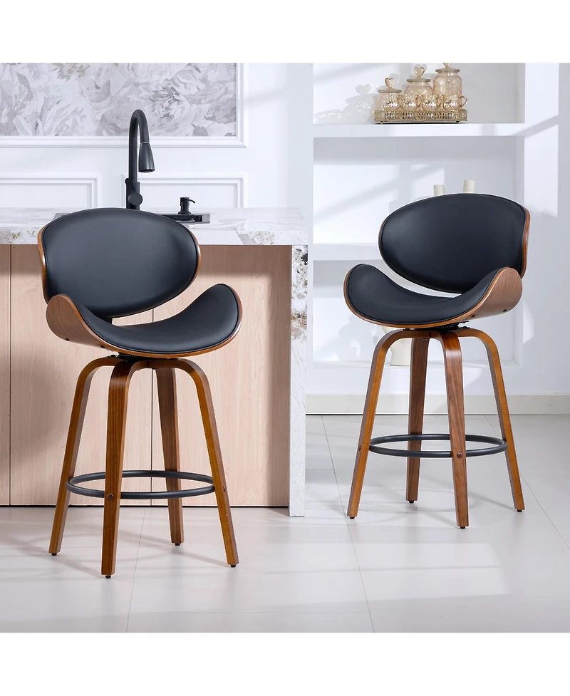Dyhome 26 Inches Swivel Bar Stools Set of 2, Mid-Century Modern Counter Height