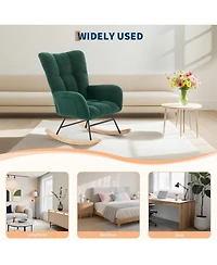 gaomon Compact Nursery Rocking Chair with High Back and Pillow, Wood and Steel Frame