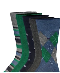 Tommy Hilfiger Men's Crew Length Dress Socks, Assorted Patterns, Pack of 5