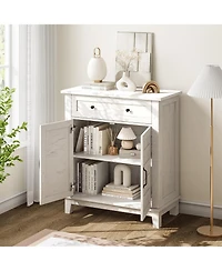 homfan Farmhouse Sideboard Buffet Cabinet with Storage, Drawer and Doors, Coffee Bar Table for Kitchen, Dining Room