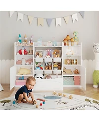 homfan 8-Bin Toy Storage Organizer, 43.5" Wide Kids Bookcase with Removable Boxes, for Playroom and Classroom